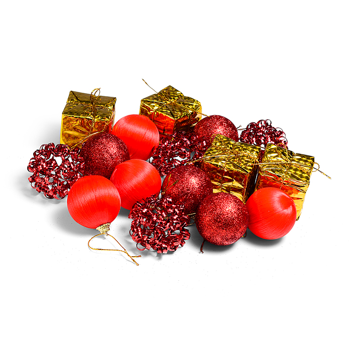 Набор новогодних украшений S1672 "Метелица" красные и золотые (5см*20шт)в пакете