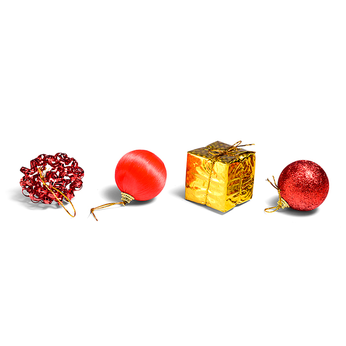 Набор новогодних украшений S1672 "Метелица" красные и золотые (5см*20шт)в пакете
