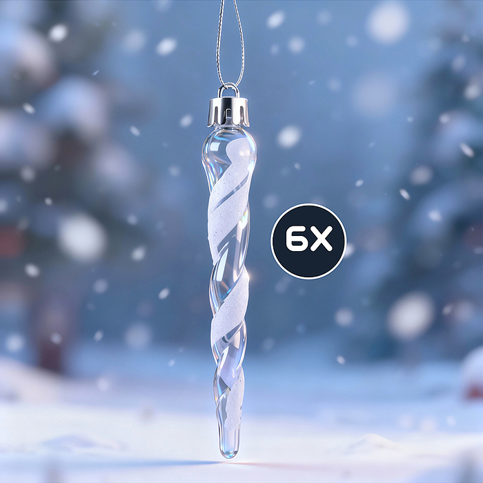Новогоднее украшение S2653 "Сосульки" белые (6шт х 11см)в пакете 