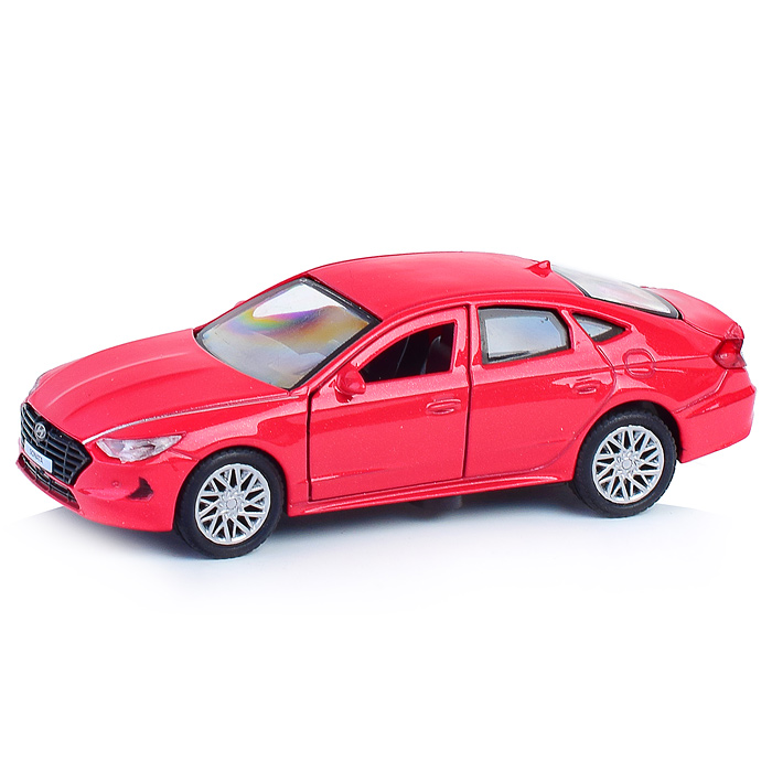 Машина металл Hyundai Sonata 12 см. (двери, багаж, красный) инерц., в коробке
