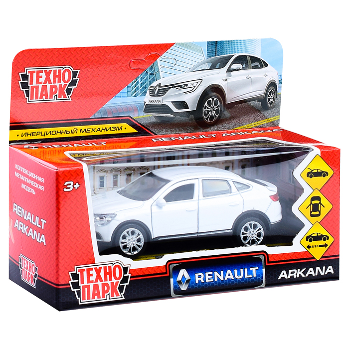 Фото к товару Машина металл Renault arkana 12 см, (откр дв, багаж, белый) инерц, в коробке Машина металл Renault arkana 12 см, (откр дв, багаж, белый) инерц, в коробке