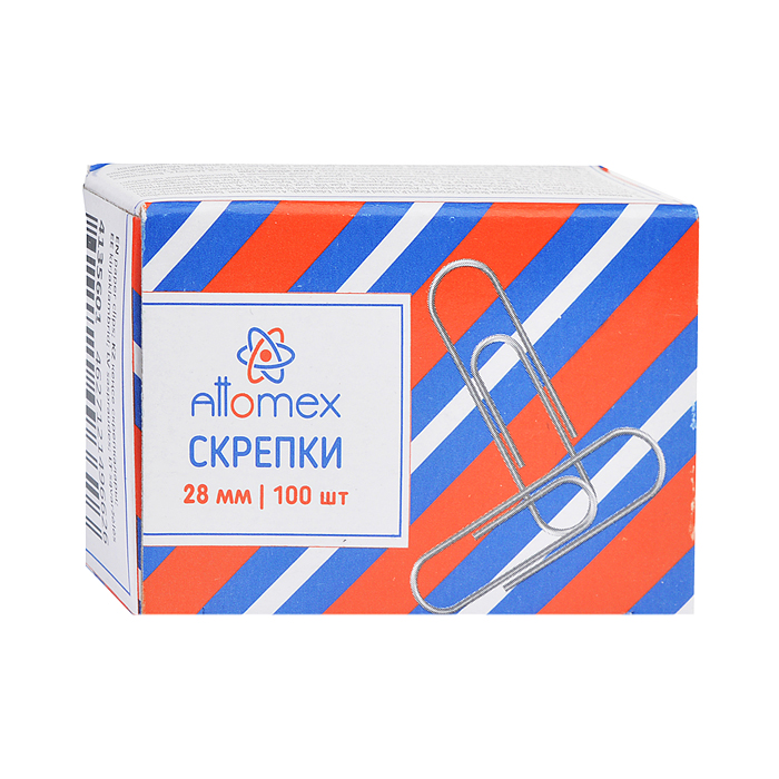 Скрепки металлические овальные оцинкованные 28 мм, 100 шт в картонной коробке