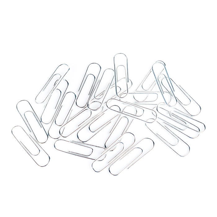 Скрепки металлические овальные оцинкованные 28 мм, 100 шт в картонной коробке