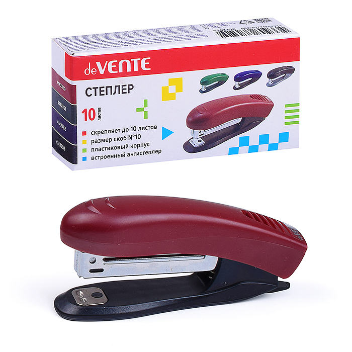 Степлер "Stripe" № 10 (мощность 10 листов, глубина скрепления 43 мм) пластиковый