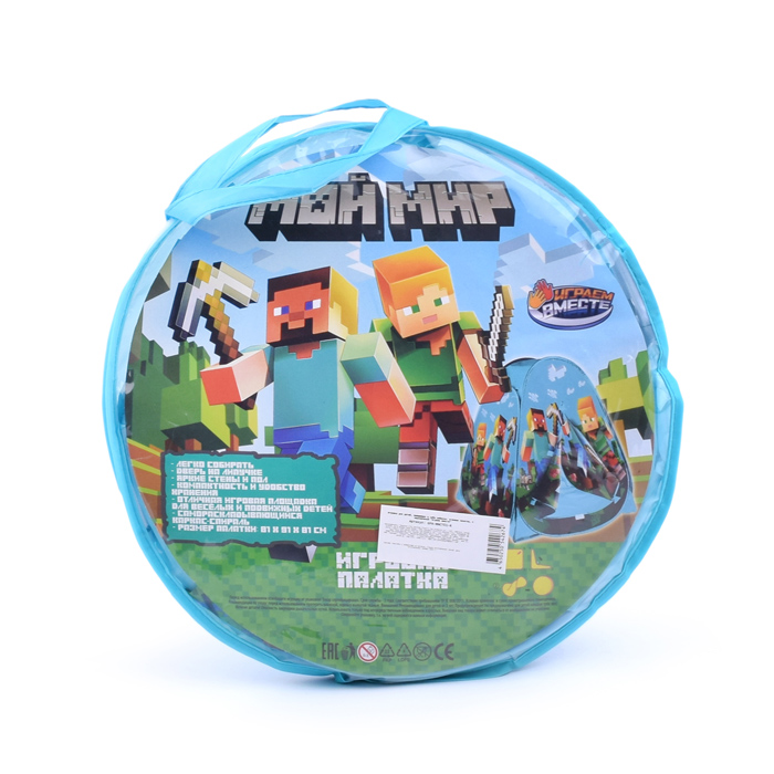 Палатка детская игровая "Майнкрафт" 81х90х81см, в сумке 