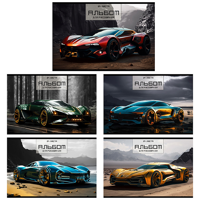 Альбом для рисования 24л. "Спорткар" А4 скрепка Альбом для рисования 24л. "Спорткар" А4 скрепка