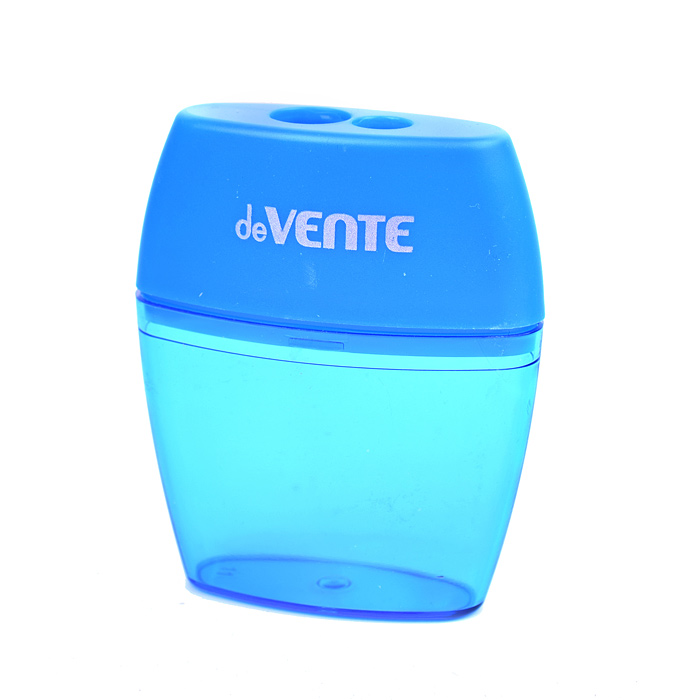 Точилка для карандашей 2 отверстия, с контейнером, пластмассовая, овальная, в картонной ко