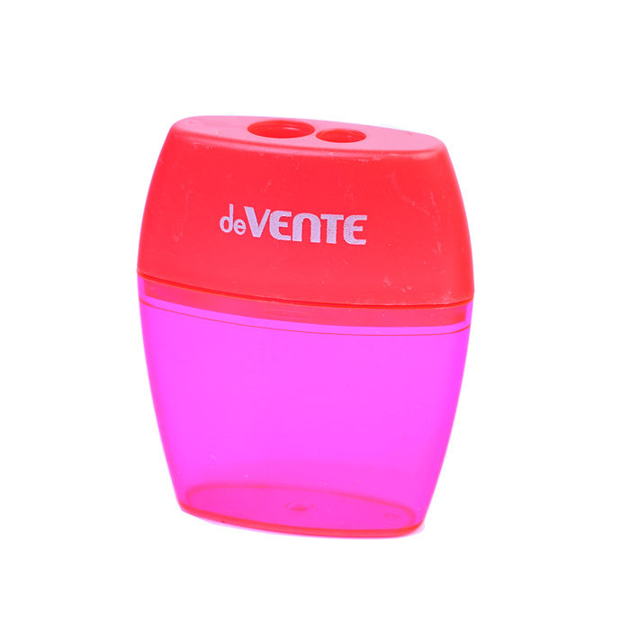 Точилка для карандашей 2 отверстия, с контейнером, пластмассовая, овальная, в картонной ко