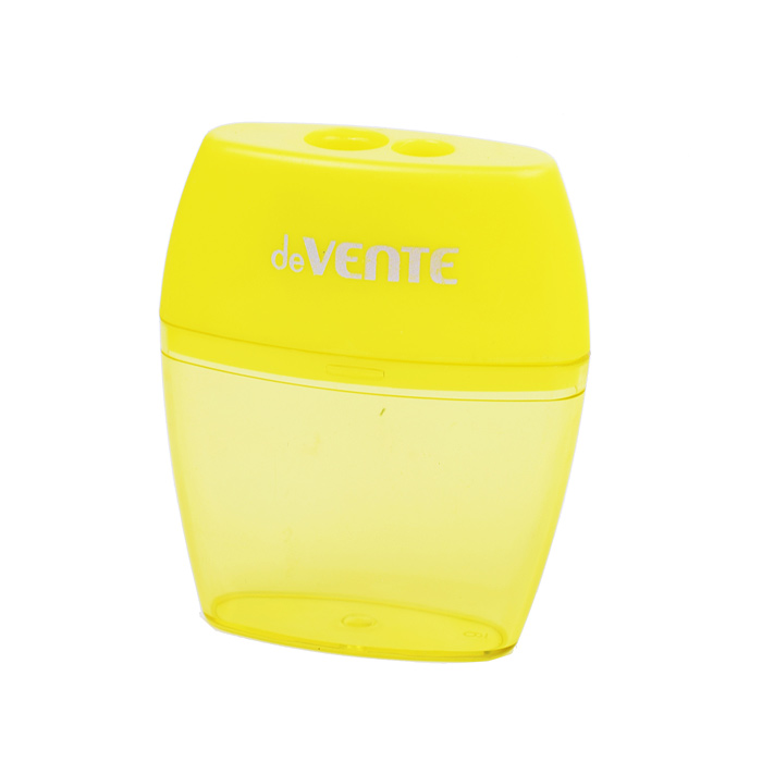 Точилка для карандашей 2 отверстия, с контейнером, пластмассовая, овальная, в картонной ко