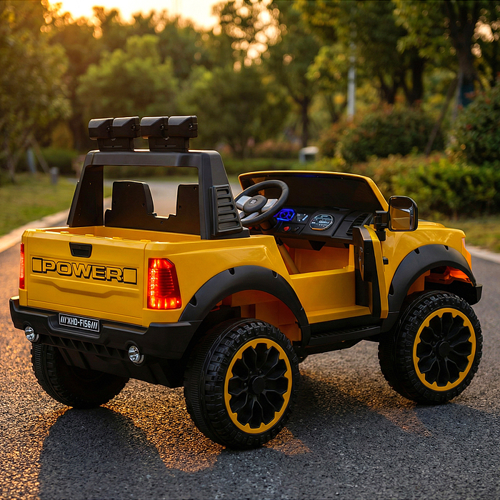 Электромобиль U023438Y "Мощность скорости" на аккумуляторе, с р/у управлением, в коробке (желтый)