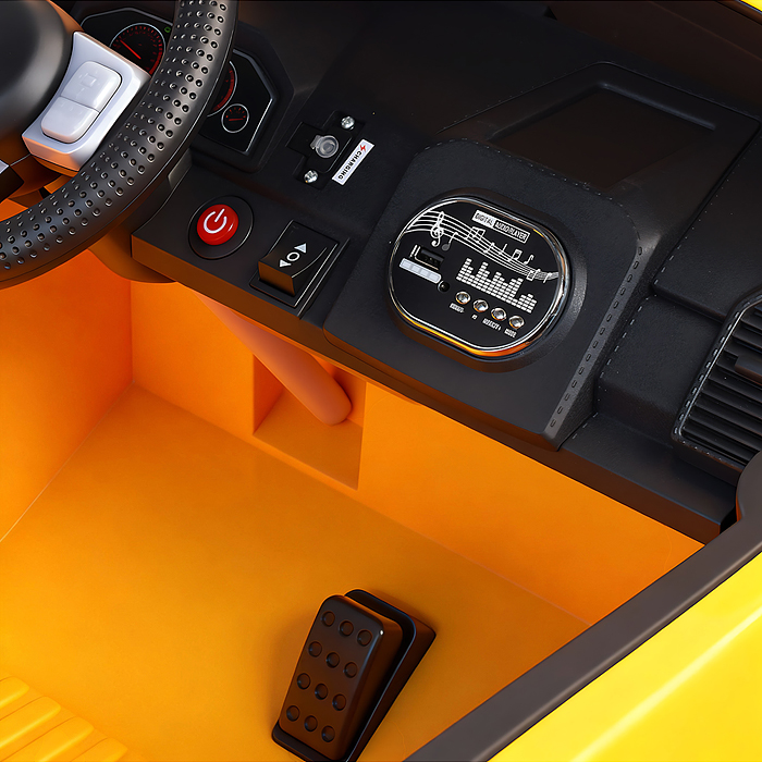 Электромобиль U023438Y "Мощность скорости" на аккумуляторе, с р/у управлением, в коробке (желтый)