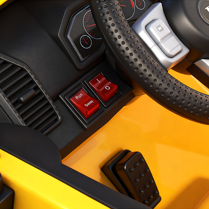 Электромобиль U023438Y "Мощность скорости" на аккумуляторе, с р/у управлением, в коробке (желтый)