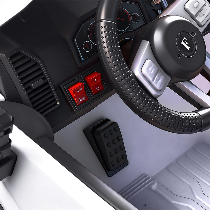 Электромобиль U023438Y "Мощность скорости" на аккумуляторе, с р/у управлением, в коробке (белый)