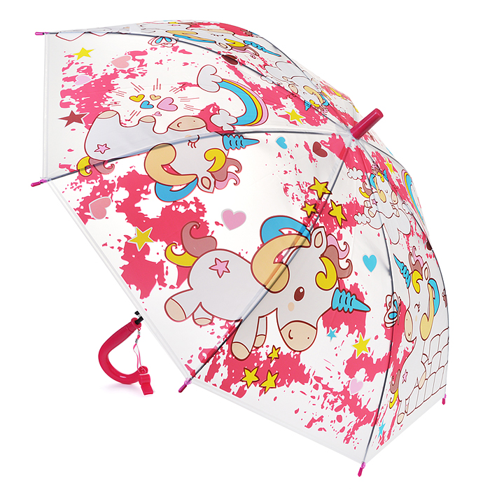 Зонт детский 00-3913 "Страна единорогов" (50см.) бело-розовый