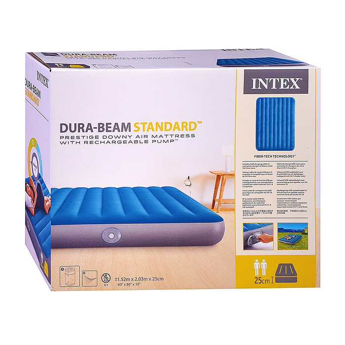 Надувной матрас 152х203х25см "Prestige" встр.насос аккумуляторный, до 272кг, 64189NP