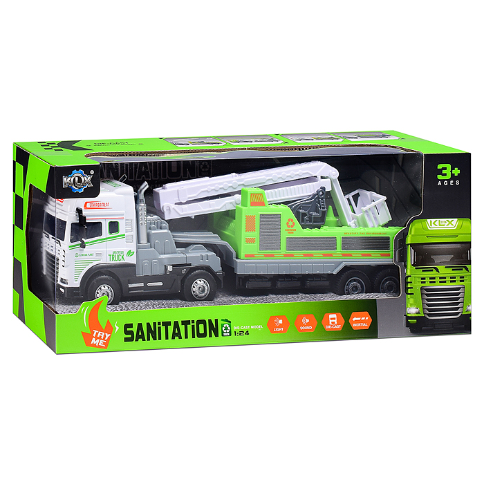 Машина KLX800-225 "Мега Прицеп" (свет, звук) в коробке