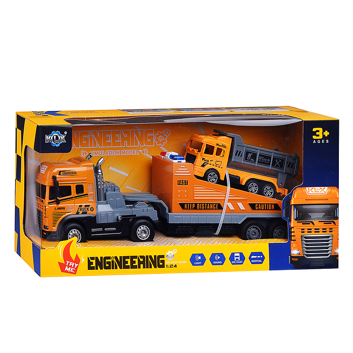 Машина KLX800-261 "Перевозчик спецтехники" ( свет,звук) в коробке