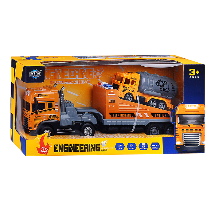 Машина KLX800-261 "Перевозчик спецтехники" ( свет,звук) в коробке