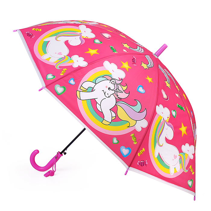 Зонт детский 00-7880 "Радужная единорожка" (цвет розовый) (50см.)