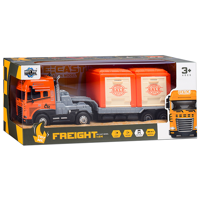 Машина KLX800-216 "Двухзвенный прицеп четырехприводный" (свет, звук) в коробке