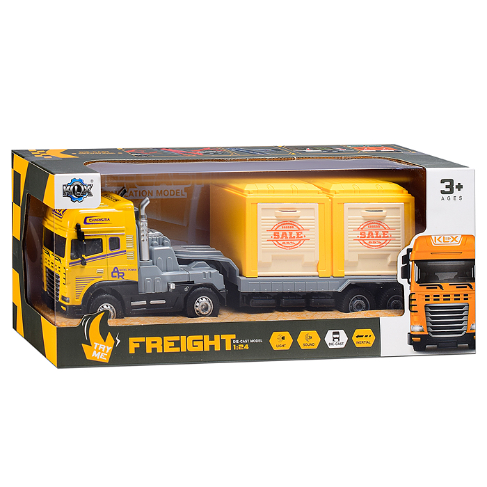 Машина KLX800-216 "Двухзвенный прицеп четырехприводный" (свет, звук) в коробке