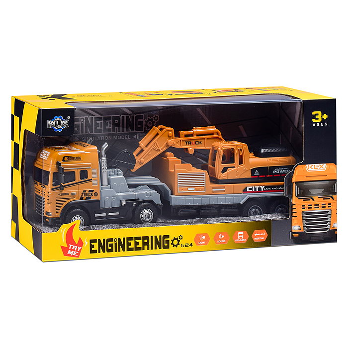 Машина KLX800-244 "Экскаватор" 1:24 (свет,звук) в коробке