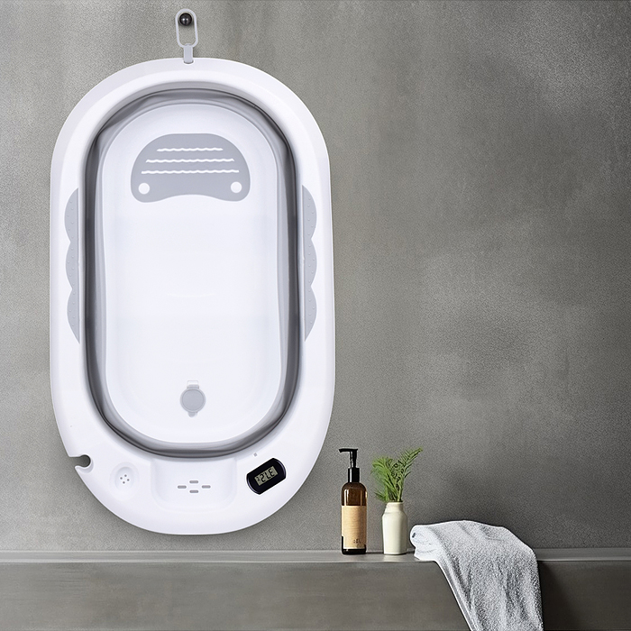 Набор для купания UT0144 (ванночка цвет: белый/серый, матрасик цвет: звёзды на белом, ковш)