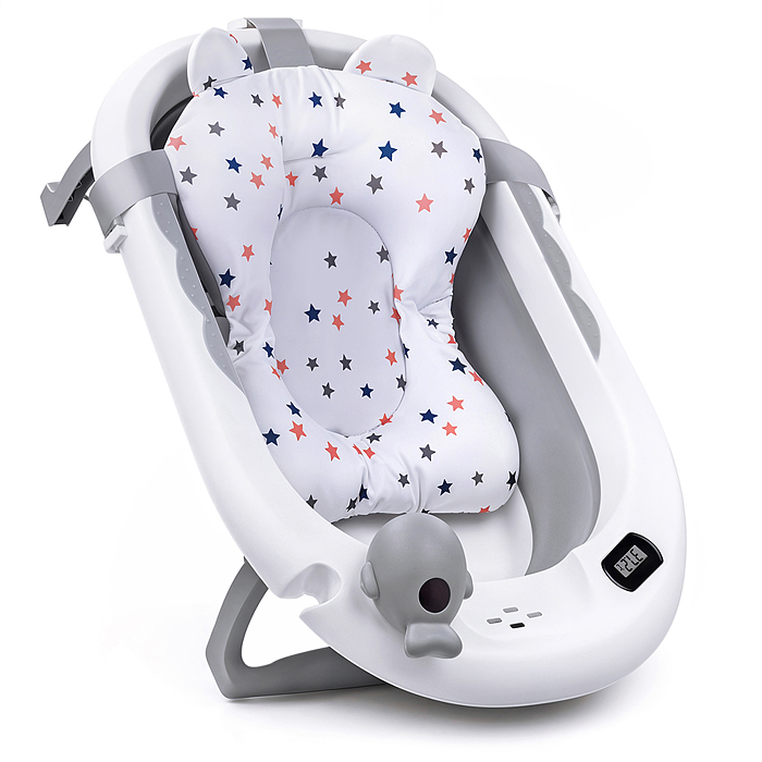 Набор для купания UT0144 (ванночка цвет: белый/серый, матрасик цвет: звёзды на белом, ковш)