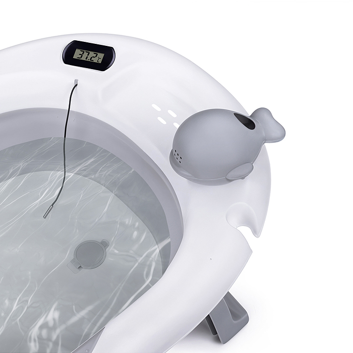 Набор для купания UT0144 (ванночка цвет: белый/серый, матрасик цвет: звёзды на белом, ковш)