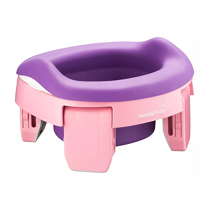 Горшок дорожный HandyPotty 3 в 1 розовый и вкладка фиолетовая
