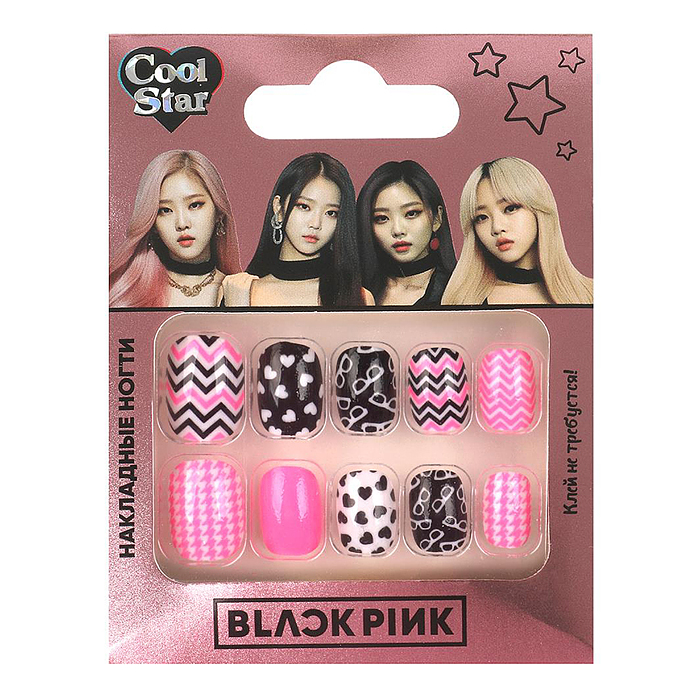 Косметика для девочек. Накладные ногти, black pink Cool Star Косметика для девочек. Накладные ногти, black pink Cool Star