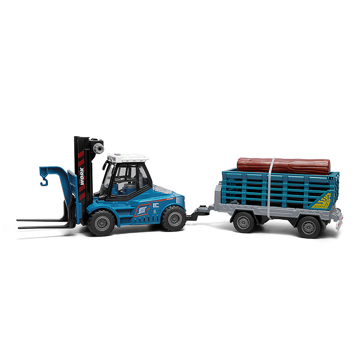 Машина KLX900-54 "Вилочный погрузчик с прицепом" 1:43  (свет,звук) в коробке