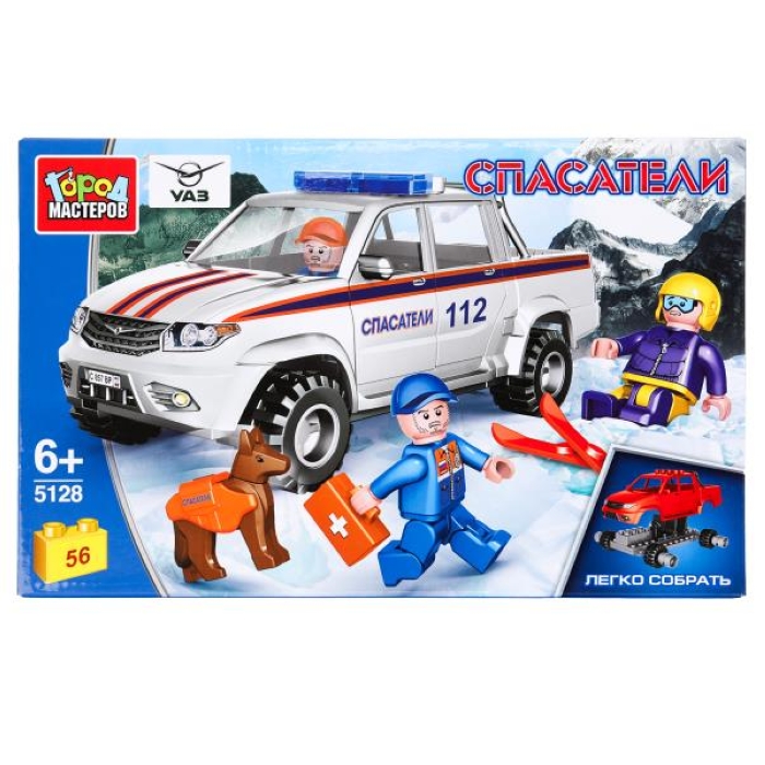 Конструктор "UAZ Pickup" Горные спасатели, 56 дет. (легко собрать) 