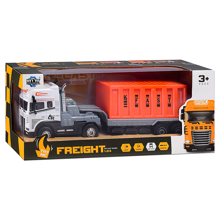 Машина KLX800-209 "Мега контейнер" (свет,звук) в крорбке