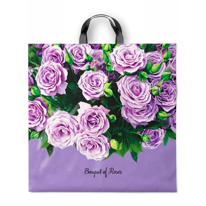 Пакет ПЭ с петлевой ручкой 44х44, 70мкм "Букет" ПВД 