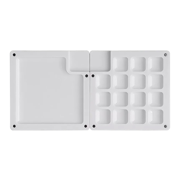 Палитра для красок "Art" пластиковая, размер в закрытом виде 7,5x7,5x1,5см, размер в открыт