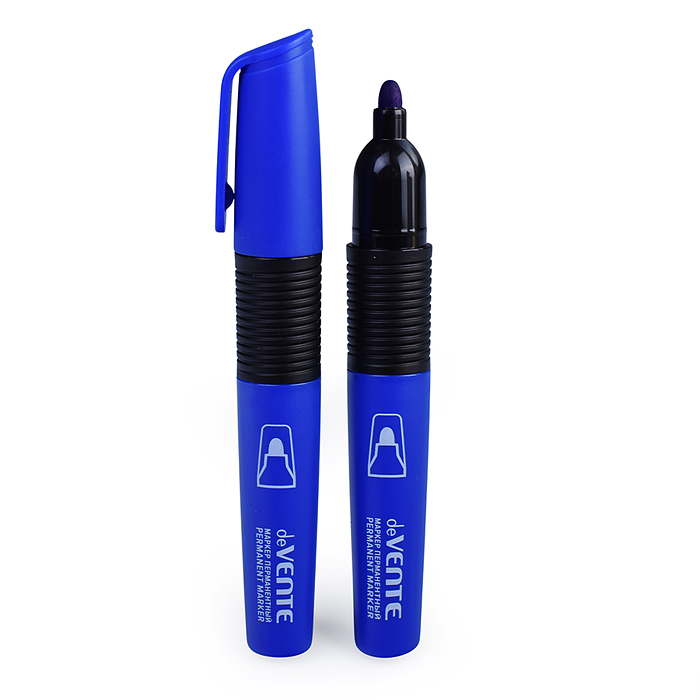 Маркер перманентный, круглый корпус с каучуковыми вставками, пулевидный наконечник, ширина 