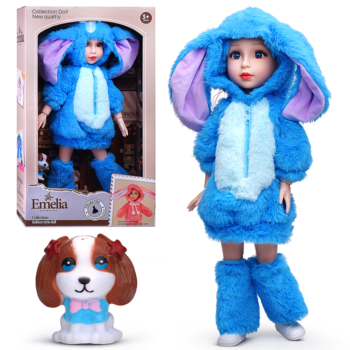 Кукла QJ195D "Нина" в костюме зайца, в коробке