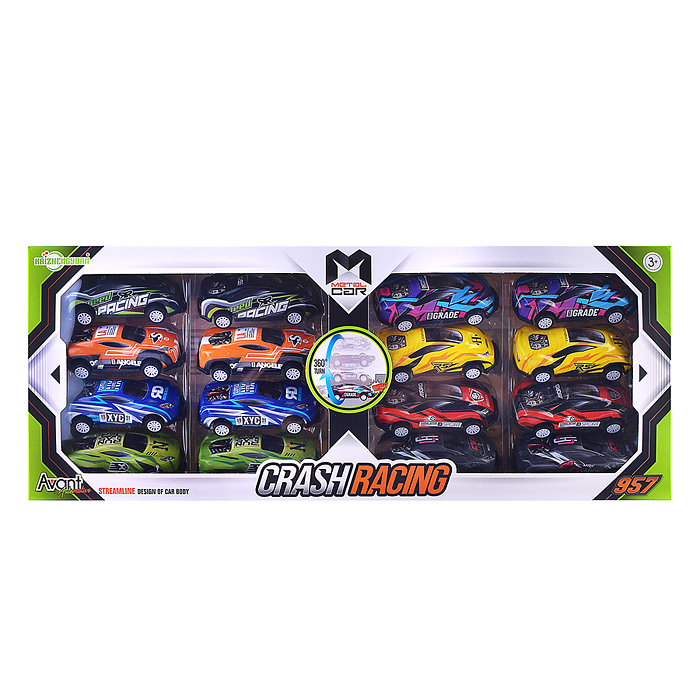 Набор машин KZ957-013 "Crash racing" металл, в коробке