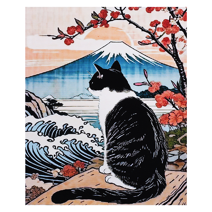 Картина по номерам 40х50 "Кот в японском пейзаже" (16 цветов)