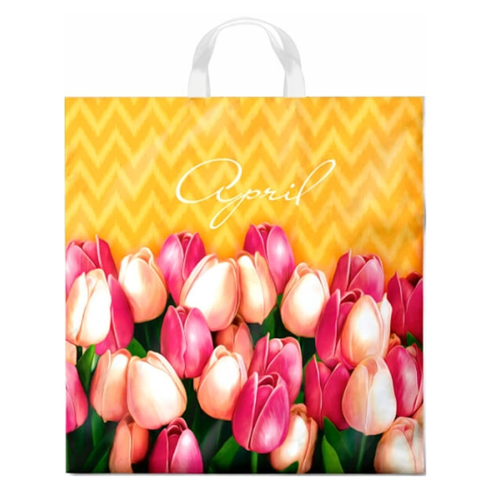 Пакет ПЭ с петлевой ручкой 40х42, 45мкм "Апрель" ПВД 