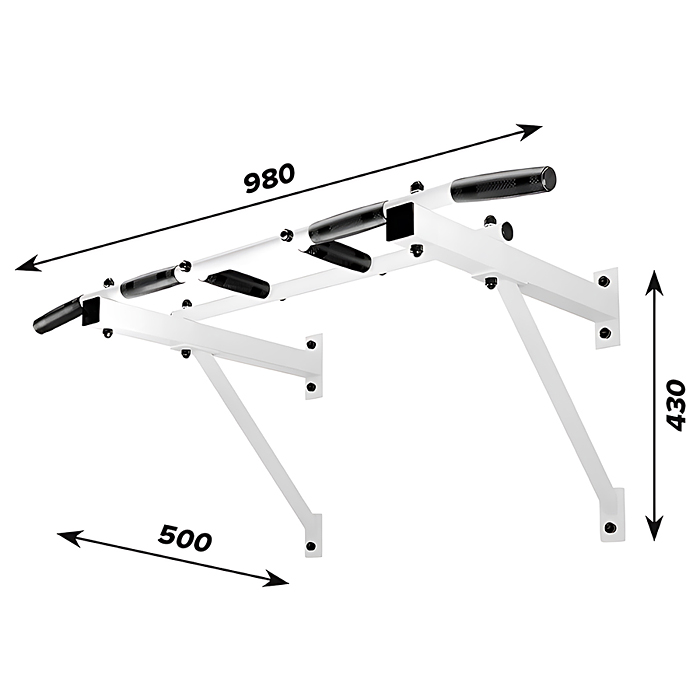Фото к товару Турник треххватный (крепеж к стене) белый Турник треххватный (крепеж к стене) белый