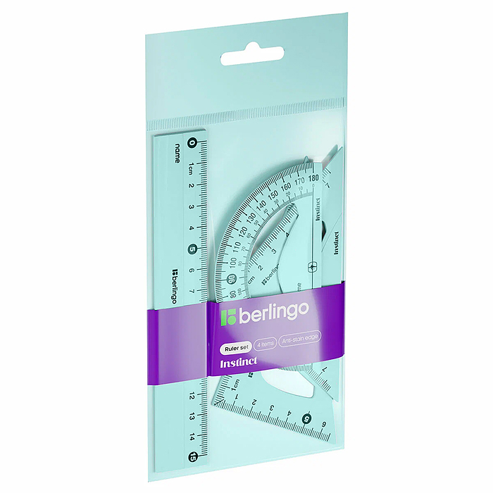 Набор чертежный малый "Instinct" (треуг. 2шт., линейка 15см, транспортир), ассорти 