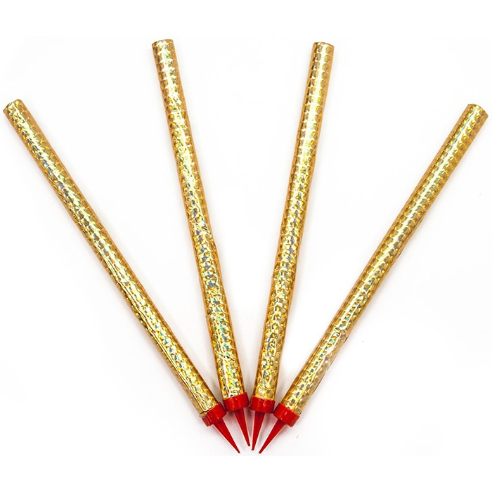 Свеча Фонтан для торта, Золото, 25 см, 4 шт.