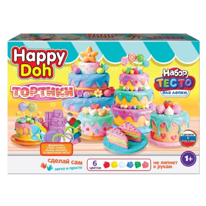 Набор для лепки с формочками "Тортик" 24 см. Happy Doh Набор для лепки с формочками "Тортик" 24 см. Happy Doh