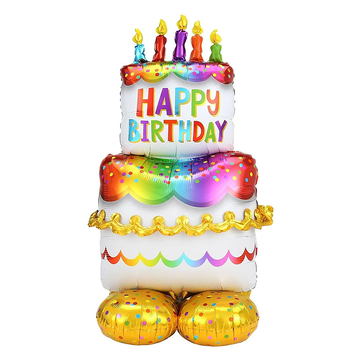 Шар 3D (43''/109 см) Фигура на подставке, Торт на День Рождения, 1 шт. в уп.