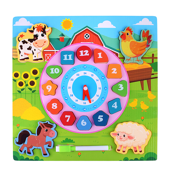 Пазл-вкладыш D2246 "Изучаем время. На ферме"