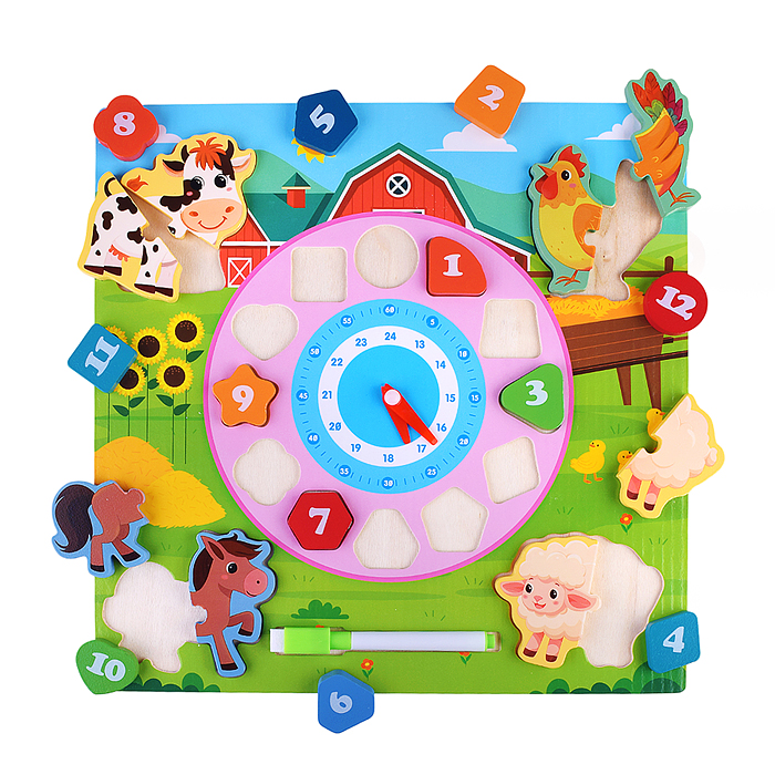 Пазл-вкладыш D2246 "Изучаем время. На ферме"