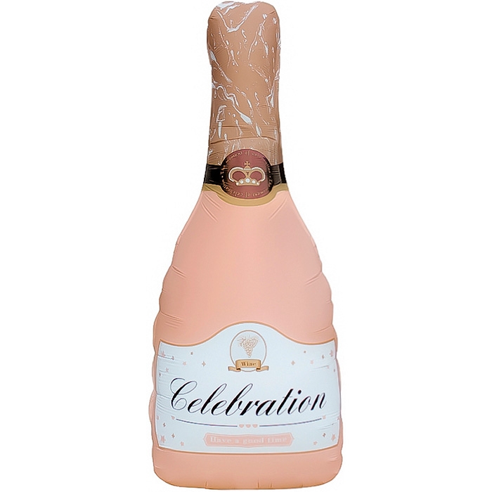 Шар (39''/99 см) Фигура, Бутылка Шампанское, Розовый, Сатин, 1 шт. в уп.