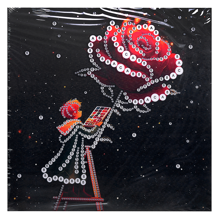 Мозаика алмазная MKX-33 "Художник с розой" 30*30 см.